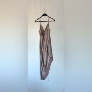 Forever 21 Taupe Asymmetrical Satin Slip Dress
